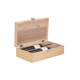 Red Hamper Two Bottle Clear Varnish Wooden Box in Brown - thumbnail 3