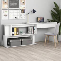 Berkfield Home Corner Desk White 200x50x76 cm Engineered Wood - Size: 200 x 50 x 76 cm - thumbnail 2