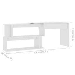 Berkfield Home Corner Desk White 200x50x76 cm Engineered Wood - Size: 200 x 50 x 76 cm - thumbnail 7