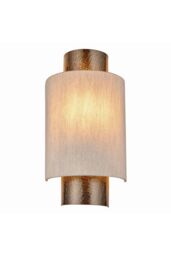 Netlighting Indara 1 Light Wall Aged Hammered Bronze Natural Linen Fabric E14 in Beige - thumbnail 3