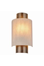 Netlighting Indara 1 Light Wall Aged Hammered Bronze Natural Linen Fabric E14 in Beige - thumbnail 4