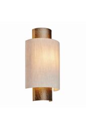 Netlighting Indara 1 Light Wall Aged Hammered Bronze Natural Linen Fabric E14 in Beige - thumbnail 1
