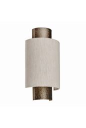 Netlighting Indara 1 Light Wall Aged Hammered Bronze Natural Linen Fabric E14 in Beige - thumbnail 5