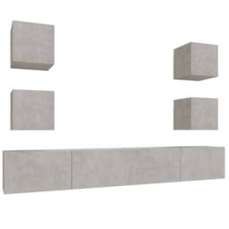 Berkfield Home 6 Piece TV Cabinet Set Concrete Grey Engineered Wood - thumbnail 1