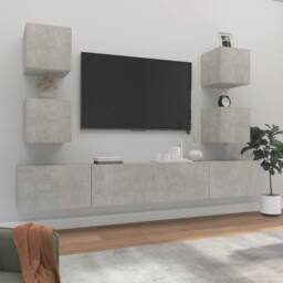 Berkfield Home 6 Piece TV Cabinet Set Concrete Grey Engineered Wood - thumbnail 2