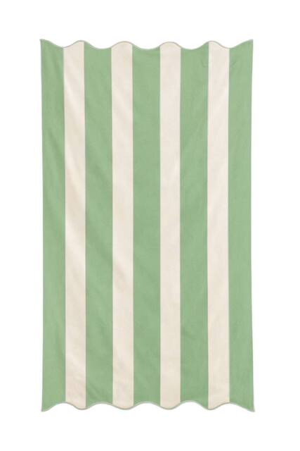 Allure Bath Fashions Large Scalloped Striped Beach Towel - 100% Cotton in Green - image 1
