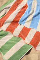 Allure Bath Fashions Large Scalloped Striped Beach Towel - 100% Cotton in Green - thumbnail 6