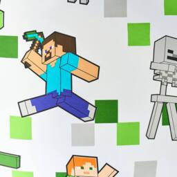 OHS Kids Minecraft Reversible Duvet Cover Set Bedding in Grey - Size: Single - thumbnail 4