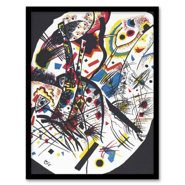 Artery8 Small Worlds III Abstract Painting Kandinsky Framed Wall Art Print in Black - Size: A4 - image 1