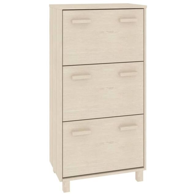Berkfield Home Shoe Cabinet HAMAR Honey Brown 59.5x35x117 cm Solid Wood Pine in Light Tan - image 1
