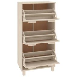 Berkfield Home Shoe Cabinet HAMAR Honey Brown 59.5x35x117 cm Solid Wood Pine in Light Tan - thumbnail 4