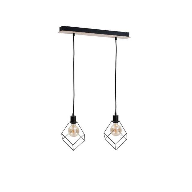 Netlighting Ruben Bar Pendant Ceiling Light Wood 55cm 2x E27 in Brown
