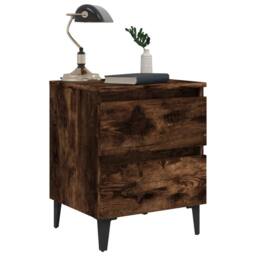 Berkfield Home Sturdy Bed Cabinets with Metal Legs 2 pcs Smoked Oak 40x35x50 cm in Brown - Size: 40 x 35 x 50 cm - thumbnail 4