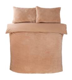 Rapport Home Luxury Waffle Teddy Polyester Fleece Duvet Cover Set with Pillowcase in Beige - Size: King - thumbnail 3