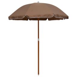 Berkfield Home Parasol with Steel Pole 180 cm Taupe in Beige - thumbnail 1
