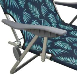 Berkfield Home Sun Lounger with Canopy Steel Leaf Print in Navy - thumbnail 5