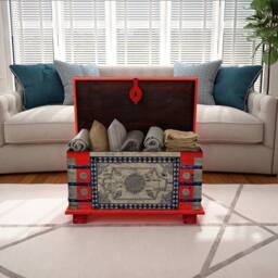 Berkfield Home Storage Chest Red Mango Wood 80x40x45 cm - Size: 80 x 40 x 45 cm - thumbnail 9