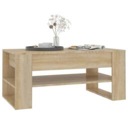 Berkfield Home Decorative Coffee Table Sonoma Oak 102x55x45 cm Engineered Wood in Light Tan - Size: 102 x 55 x 45 cm - thumbnail 6