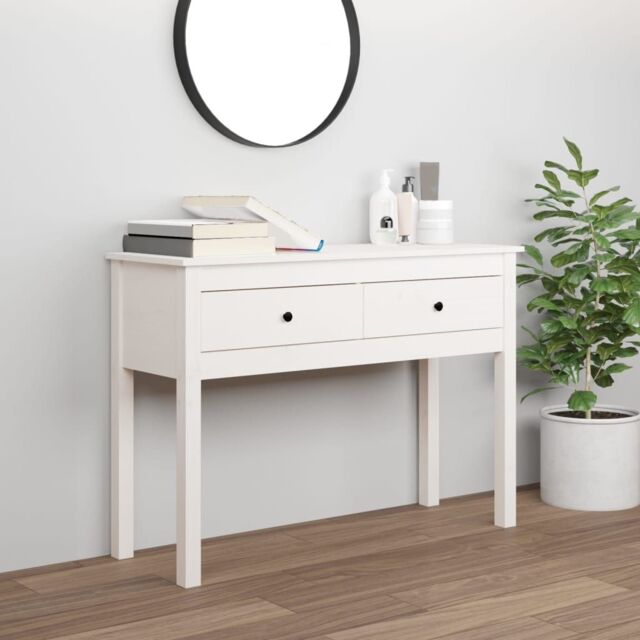 Berkfield Home Console Table White 100x35x75 cm Solid Wood Pine - Size: 100 x 35 x 75 cm - image 1