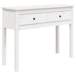 Berkfield Home Console Table White 100x35x75 cm Solid Wood Pine - Size: 100 x 35 x 75 cm - thumbnail 2