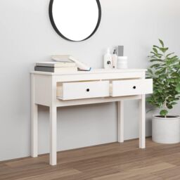Berkfield Home Console Table White 100x35x75 cm Solid Wood Pine - Size: 100 x 35 x 75 cm - thumbnail 3