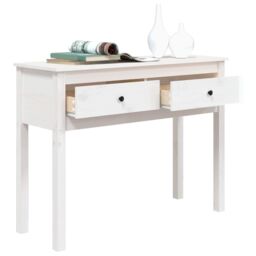 Berkfield Home Console Table White 100x35x75 cm Solid Wood Pine - Size: 100 x 35 x 75 cm - thumbnail 5