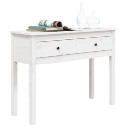 Berkfield Home Console Table White 100x35x75 cm Solid Wood Pine - Size: 100 x 35 x 75 cm - thumbnail 4