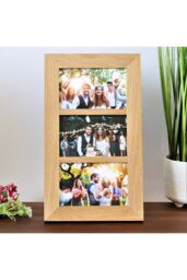 MijMoj Design Solid Oak Triple Aperture Photo Frame - Three Photo Collage Frame in Light Oak - thumbnail 2