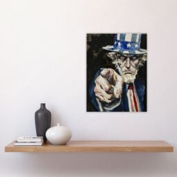 "Artery8 War WWII USA Uncle Sam Want You Sinister Dark Wall Art Print in Blue - Size: W24"" x H32""" - thumbnail 4