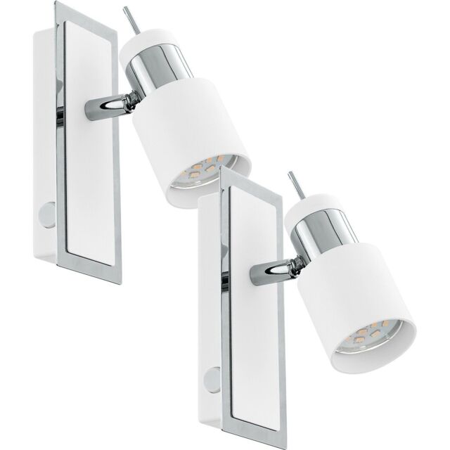 Loops 2 PACK Wall Light Colour Chrome Plated & White Rocker Switch GU10 1x5W Included - image 1