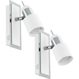 Loops 2 PACK Wall Light Colour Chrome Plated & White Rocker Switch GU10 1x5W Included