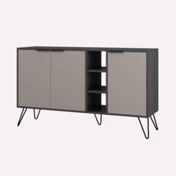Decortie 3-Doors Sideboard 'Clara' with Metal Hairpin Legs 142cm in Grey - Size: 2 Pack - thumbnail 2