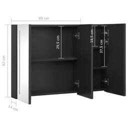 Berkfield Home LED Bathroom Mirror Cabinet 89x14x62 cm in Black - Size: 89 x 14 x 62 cm - thumbnail 9