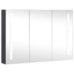Berkfield Home LED Bathroom Mirror Cabinet 89x14x62 cm in Black - Size: 89 x 14 x 62 cm - thumbnail 3