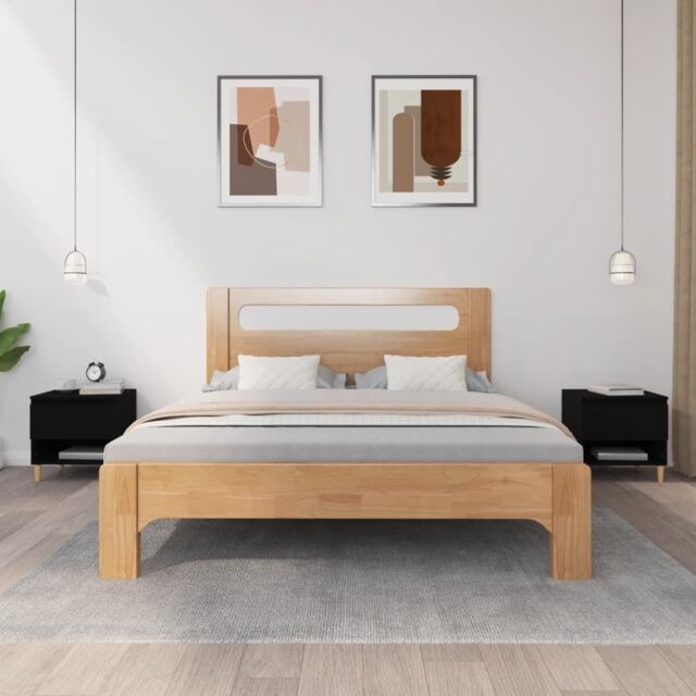 Berkfield Home Bedside Tables 2 pcs Black 50x46x50 Engineered Wood - image 1