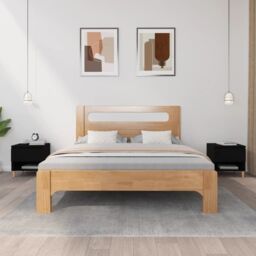 Berkfield Home Bedside Tables 2 pcs Black 50x46x50 Engineered Wood - thumbnail 1