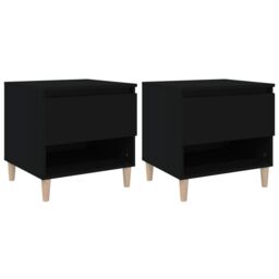Berkfield Home Bedside Tables 2 pcs Black 50x46x50 Engineered Wood - thumbnail 2