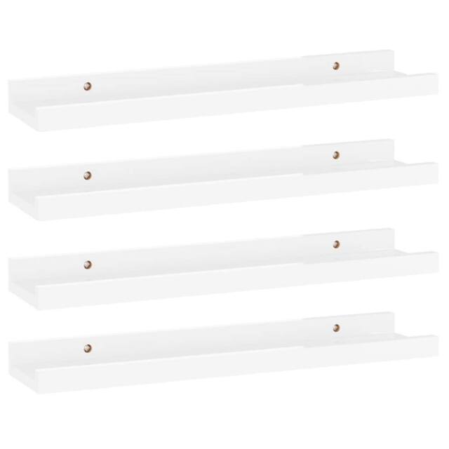 Berkfield Home Wall Shelves 4 pcs High Gloss White 40x9x3 cm - Size: 40 x 9 x 3 cm - image 1