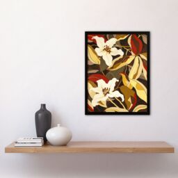 "Artery8 White Lily Flower Autumn Dream Floral Fever Framed Art Print in Yellow - Size: W12"" x H16""" - thumbnail 4