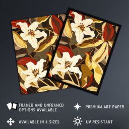 "Artery8 White Lily Flower Autumn Dream Floral Fever Framed Art Print in Yellow - Size: W12"" x H16""" - thumbnail 2