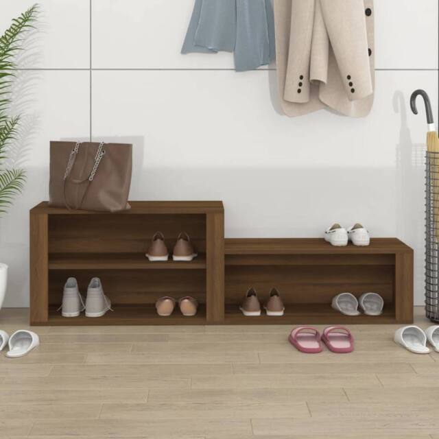 Berkfield Home Shoe Cabinet Brown Oak 150x35x45 cm Engineered Wood - Size: 150 x 35 x 45 cm - image 1