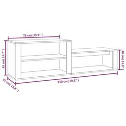Berkfield Home Shoe Cabinet Brown Oak 150x35x45 cm Engineered Wood - Size: 150 x 35 x 45 cm - thumbnail 9