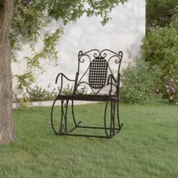 Berkfield Home Rocking Bench 84 cm Black Steel - thumbnail 1
