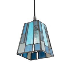 Happy Homewares Art Denergy savingTiffany Glass Pendant Shade with Pale & Navy Blue Panels - thumbnail 4
