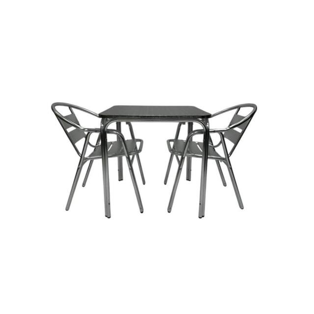 NESTLUNE Aluminium Cafe Sets, Aluminium Bistro Furniture Sets in Silver - Size: 100 cm x 15 cm - image 1