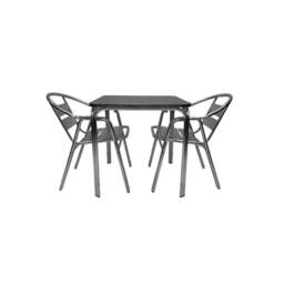 NESTLUNE Aluminium Cafe Sets, Aluminium Bistro Furniture Sets in Silver - Size: 100 cm x 15 cm