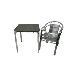 NESTLUNE Aluminium Cafe Sets, Aluminium Bistro Furniture Sets in Silver - Size: 100 cm x 15 cm - thumbnail 2