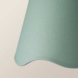 ValueLights Mabel Linen Large 30cm Scallop Edge with Trim Lamp Shade with Bulb in Green - thumbnail 4
