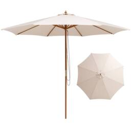 Costway 295 cm Patio Sunshade Umbrella 8-rib Outdoor Table Market Umbrella in Beige - thumbnail 1