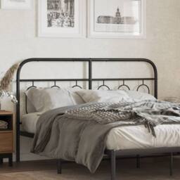 Berkfield Home Metal Headboard Black 150 cm - thumbnail 2